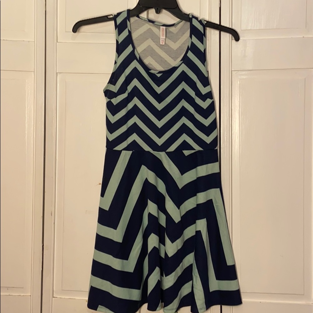 XHILARATION | navy blue and black chevron dress